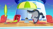 Sharko ist misstrauisch, da der Roboter nicht auf ihn, sondern nur auf Marina h&ouml;rt.