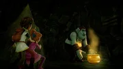 Arthur und Guinevere finden den Zauberkessel in der Höhle eines Ogers. Arthur und Guinevere finden den Zauberkessel in der Höhle eines Ogers.