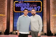 Treten bei "Wer weiß denn sowas?" als Kandidaten an: Influencer und TikToker Paul Luca Fischer (l.) und Fernsehmoderator Steven Gätjen (r.). Treten bei "Wer weiß denn sowas?" als Kandidaten an: Influencer und TikToker Paul Luca Fischer (l.) und Fernsehmoderator Steven Gätjen (r.).