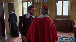 Galileo Galilei (Gaetano Tizzano, l.) beschwert sich bei seinem Freund Kardinal Barberini (Luciano Romer, r.) &uuml;ber die Anfeindungen der Dominikaner.