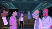 v.li.: Hermes, Amy, Leela, Bender, Professor Farnsworth, Zoidberg