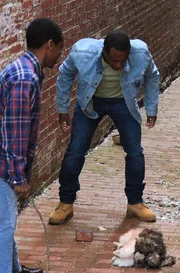 Recreation of teenagers Linwood, James & Anthony Briley killing a neighborhood cat. Recreation of teenagers Linwood, James & Anthony Briley killing a neighborhood cat.