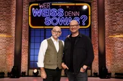 Als Kandidaten zu Gast bei "Wer wei&szlig; denn sowas?": Der Koch und Fernsehmoderator Horst Lichter (l.) und der Kunsth&auml;ndler und Sachverst&auml;ndiger in der ZDF-Sendereihe &sbquo;Bares f&uuml;r Rares&lsquo;, Sven Deutschmanek (r.).