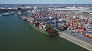 A busy container port in Baltimore. (National Geographic)