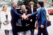 L-R: Julia Kent, Larry Hagman, Christine Schuberth, Linda Gray, Roy Black.