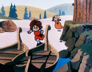 Gibly und Ylvi wollen Wickie auf der Möveninsel besuchen. Gibly und Ylvi wollen Wickie auf der Möveninsel besuchen.