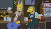 W&auml;hrend Marge und die Kinder am Heiligabend auf das Familienoberhaupt warten, feiert Homer (l.) mit Moe (r.) ...