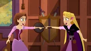 On right: Rapunzel