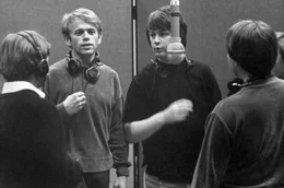 Al Jardine (2.v.l.) und Brian Wilson (2.v.r.) von den Beach Boys nehmen im Fr&uuml;hjahr 1966 das Album &bdquo;Pet Sounds&ldquo; in den Western Recorders Studios in Los Angeles auf.