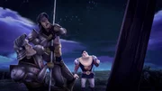 Ulfin und seine Männer stellen eine Falle auf, um das Monster auf Camelot zu fangen. Ulfin und seine Männer stellen eine Falle auf, um das Monster auf Camelot zu fangen.
