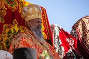Abune Mathias, Patriarch der äthiopisch-orthodoxen Kirche, beim Marienfest in Axum. Abune Mathias, Patriarch der äthiopisch-orthodoxen Kirche, beim Marienfest in Axum.