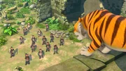 Die Affen sind entsetzt: Tiger Shir Khan bewacht sie, weil er den Panther Baghira in den Ruinen eingesperrt hat. Nun wartet der Tiger darauf, dass Mogli kommt, um seinen Panther-Freund zu retten.