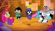 v.li.: Starfire, Robin, Raven, Cyborg