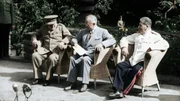 Potsdam, Deutschland - Churchill, Truman und Stalin auf der Potsdamer Konferenz. (Krasnogorsk)