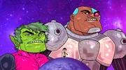 v.li.: Beast Boy, Robin, Cyborg