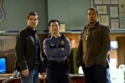 GRIMM -- "El Cuegle" -- Pictured: (l-r) David Giuntoli as Nick Burkhardt, Reggie Lee as Sergeant Wu, Russell Hornsby as Hank Griffin GRIMM -- "El Cuegle" -- Pictured: (l-r) David Giuntoli as Nick Burkhardt, Reggie Lee as Sergeant Wu, Russell Hornsby as Hank Griffin