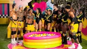 LOVE ISLAND USA -- Episode 728 -- Pictured: (l-r) Elan Bibas, Zak Srakaew, Ace Green, Huda Mustafa, Iris Kendall, Amaya Espinal, Nicolas "Nic" Vansteenberghe, Michelle "Chelley" Bissainthe, Clarke Carraway