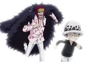 Corazon (l.); Trafalgar D. Law (r.)