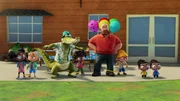 Kiara (l.), Daisy (2.v.l.), Mr. Crocodile (3.v.l.).
