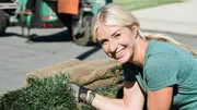 Jasmine smiles because the beautiful sod is here! Jasmine smiles because the beautiful sod is here!