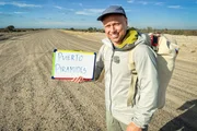 Jan Fitze, ausgesetzt auf der Peninsula Valdés in Patagonien Jan Fitze, ausgesetzt auf der Peninsula Valdés in Patagonien