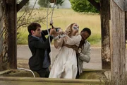 GRIMM -- "Bad Moon Rising" Episode 203 -- (l-r) David Giuntoli as Nick Burkhardt, Maddie Hasson as Carly, Russell Hornsby as Hank Griffin. GRIMM -- "Bad Moon Rising" Episode 203 -- (l-r) David Giuntoli as Nick Burkhardt, Maddie Hasson as Carly, Russell Hornsby as Hank Griffin.