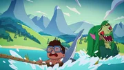 Ernest muss schleunigst vor der Meerjungfrau fliehen.
