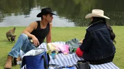 Pattiya Phillips and Dylan Yeandle having a picnic at the Cataract Gorge in Tasmania. Pattiya Phillips and Dylan Yeandle having a picnic at the Cataract Gorge in Tasmania.