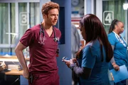CHICAGO MED -- "I Will Do No Harm" Episode 515 -- Pictured: (l-r) Nick Gehlfuss as Dr. Will Halstead, Marlyne Barrett as Maggie Lockwood