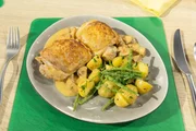 Tagesmotto "Leibgericht": Gebratenes H&auml;hnchen mit Pilzrahm und Kartoffel-Bohnen-Gem&uuml;se von Lena Scheveling