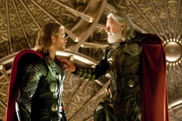 L-R: Thor (Chris Hemsworth), Odin (Anthony Hopkins).