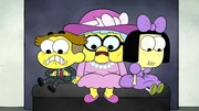L-R: Cricket Green (voiced by Chris Houghton), Gramma Alice Green (voiced by Artemis Pebdani), Tilly Green (voiced by Marieve Herington)