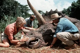 Dr. Ellie Sattler (Laura Dern) und Dr. Alan Grant (Sam Neill) erleben als Erste die fantastische Welt des Jurassic Park.  +++ Die Verwendung des sendungsbezogenen Materials ist nur mit dem Hinweis und Verlinkung auf RTL+ gestattet. +++
