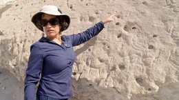 Die Arch&auml;ologin Daniela Valenzuela steht in der Atacama-W&uuml;ste in der N&auml;he der Stadt Arica, im Norden Chiles. Sie versucht, das R&auml;tsel &uuml;ber die Entstehungsgeschichte der rund 5.000 Geoglyphen in der Atacama-W&uuml;ste zu l&ouml;sen.