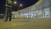 BOGOTA, COLOMBIA- The entrance to the airport at night. La entrada al aeropuerto en la noche. BOGOTA, COLOMBIA- The entrance to the airport at night. La entrada al aeropuerto en la noche.