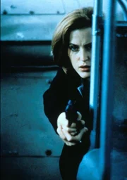 Scully (Gillian Anderson) h&auml;lt einen mehrfachen Kinderm&ouml;rder davon ab, ein weiteres M&auml;dchen umzubringen.