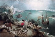 Pieter Bruegels „Der Sturz des Ikarus“ hängt in den Königlichen Museen der Schönen Künste in Brüssel. Pieter Bruegels „Der Sturz des Ikarus“ hängt in den Königlichen Museen der Schönen Künste in Brüssel.