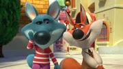 Der gerissene Volpek (re.) überredet den kleinen Wolf Paulo (li.), gegen Pinocchio zu kämpfen. Der gerissene Volpek (re.) überredet den kleinen Wolf Paulo (li.), gegen Pinocchio zu kämpfen.