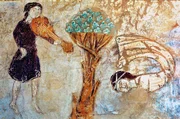 Dieses Fresko befindet sich in der Kapelle Notre-Dame in Retjons und entstand zwischen 1220 und 1230 nach Christus. Dieses Fresko befindet sich in der Kapelle Notre-Dame in Retjons und entstand zwischen 1220 und 1230 nach Christus.