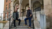 Horizontal shot of Jack Osbourne and Katrina Weidman stand on the front entrance stairs of Eloise Hospital Horizontal shot of Jack Osbourne and Katrina Weidman stand on the front entrance stairs of Eloise Hospital