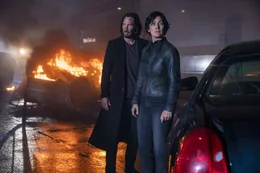 Neo / Thomas Anderson (Keanu Reeves), Trinity / Tiffany (Carrie-Anne Moss).