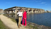 Tamina Kallert und Uwe Irnsinger (l) vor den Bassins des Lumi&egrave;res (Zentrum f&uuml;r digitale Kunst) in Bordeaux.