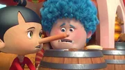 Pinocchios (l.) Nase wird überhaupt nicht mehr kleiner. Luzio (r.) ist entsetzt. Pinocchios (l.) Nase wird überhaupt nicht mehr kleiner. Luzio (r.) ist entsetzt.