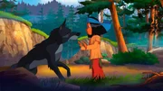 Yakari verarztet den Anf&uuml;hrer des Wolfsrudels.
