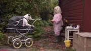Ludo macht es sich bequem und l&auml;sst sich von Mara bedienen.