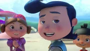 Prinz Frederik (M.) verzaubert Roxana (l.) und Pinocchio (r.) mit seinem L&auml;cheln. Sein Geheimnis verr&auml;t er nicht.