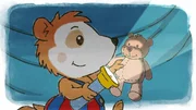 Mit einer Taschenlampe kann Bobo seinen Teddy in der H&ouml;hle anleuchten.