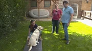v.l.: Trainerin Ellen Marques, Labradorhündin "Luna", Christiane und Nils v.l.: Trainerin Ellen Marques, Labradorhündin "Luna", Christiane und Nils