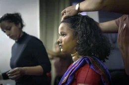 Shruti alias MC Mahila beim Videodreh in Mumbai
