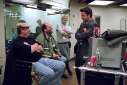 Drehpause: (v.l.n.r.) Regisseur Roger Michell, Producer Scott Rudin und Hauptdarsteller Ben Affleck